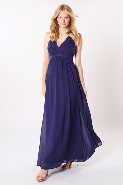 Maternity dress with low back, navy