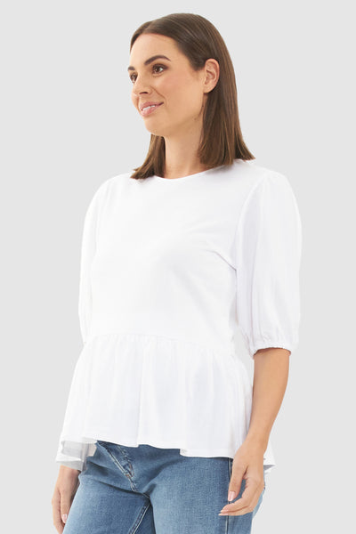 Peplum Umstandsshirt mit Ballonärmeln