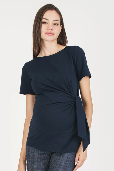 Maternity shirt with knot detail, navy