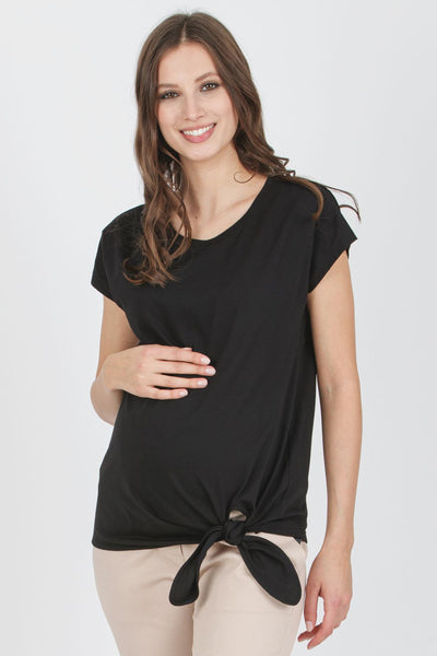 Maternity shirt with knot, black