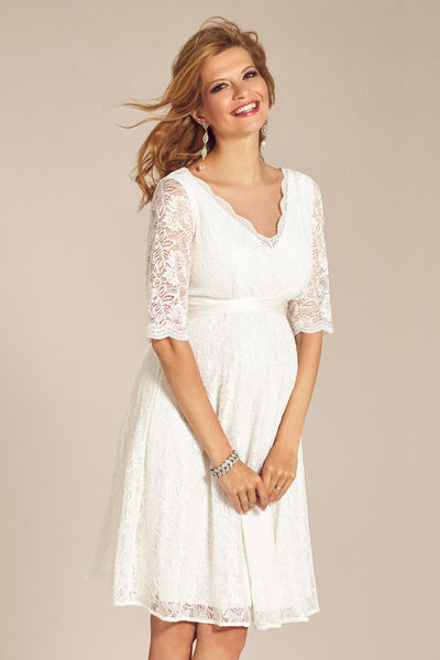 Maternity wedding dress with scalloped neckline
