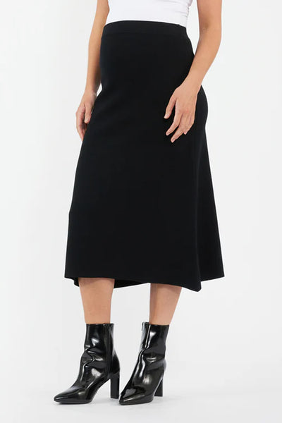 black A-line maternity knit skirt