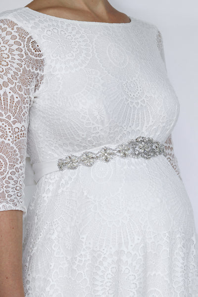 Vintage Brautkleid Schärpe mit Schmucksteinen elfenbein