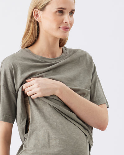 maternity and nursing shirt moss green