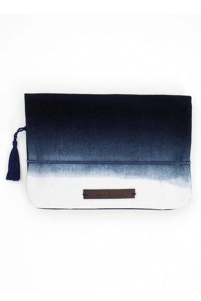 Wrap clutch indigo dip dye