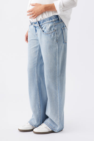 Wide Leg Umstandsjeans mit elastischem verstellbaren Bund