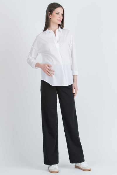 Wide leg Umstandshose aus Baumwolle schwarz