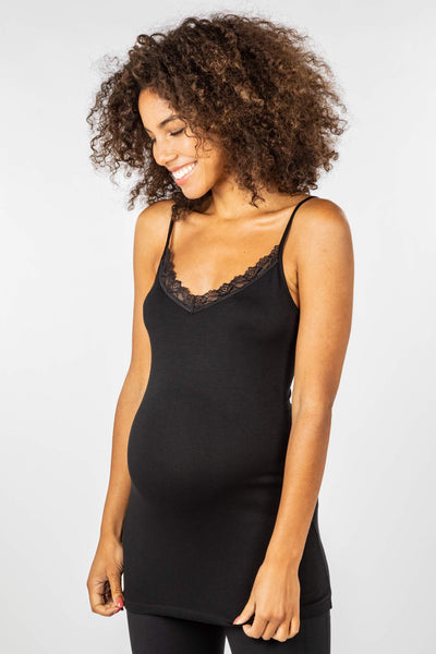 Ecovero maternity undershirt with lace, black