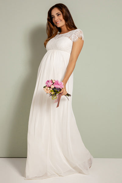 Maternity wedding dress with lace bustier, long, ivory