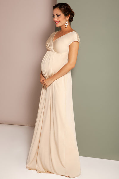 Festive maternity and nursing dress, champagne