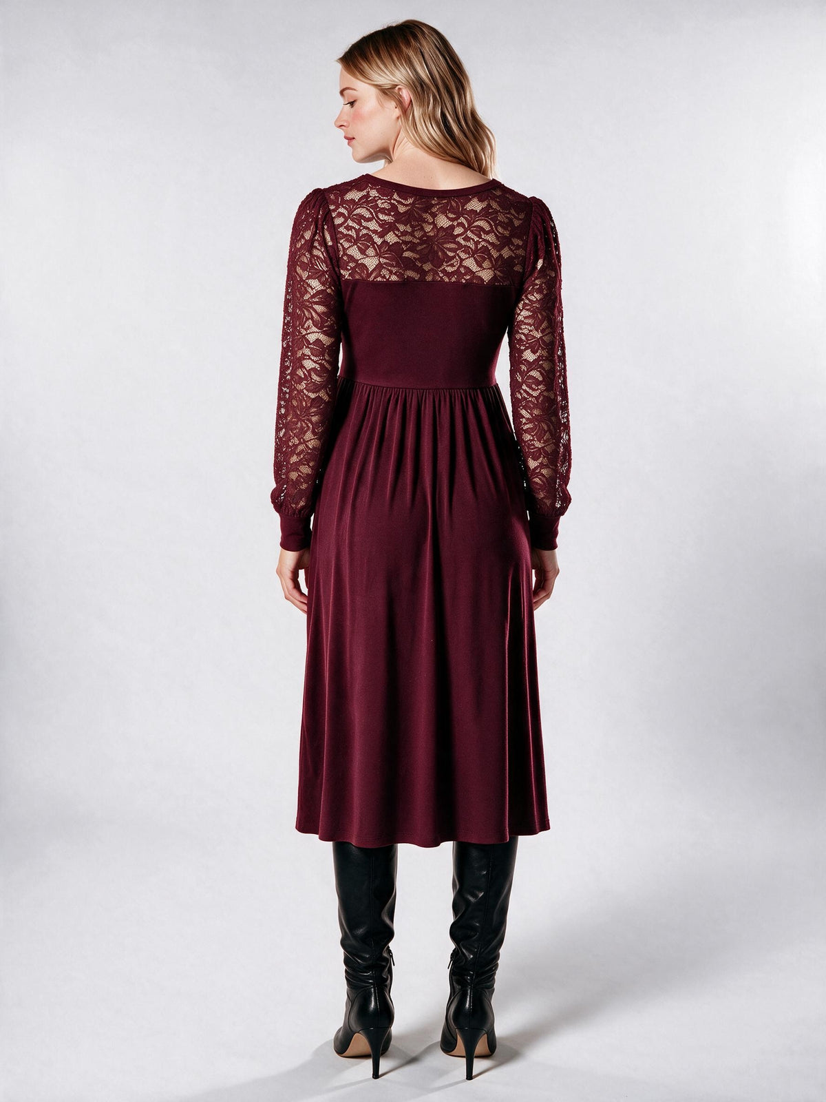 Midi Umstands- und Stillkleid mit Spitzenoberteil Burgund MAM26AW35 4