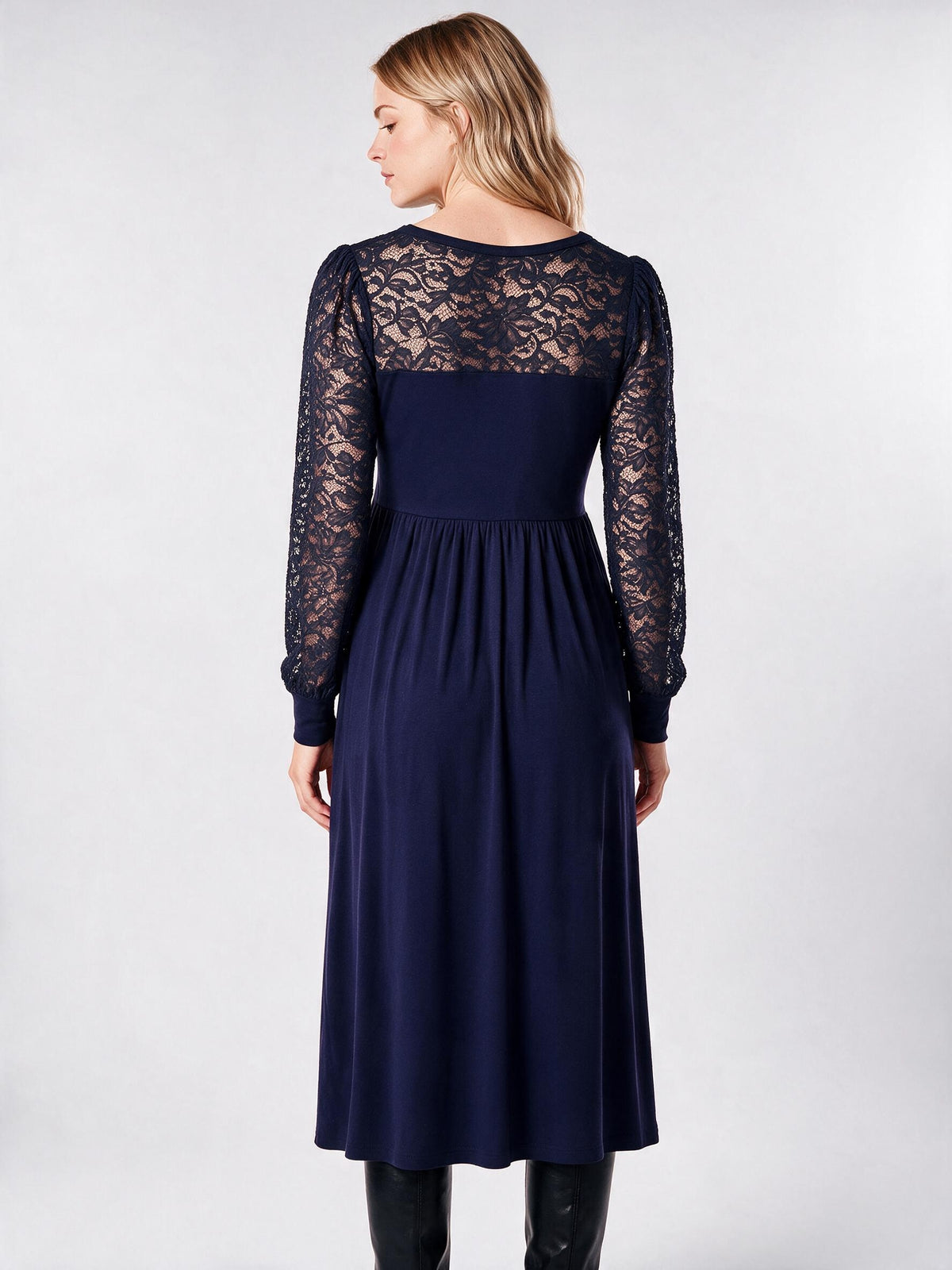 Midi Umstands- und Stillkleid mit Spitzenoberteil Navy MAM26AW36 3