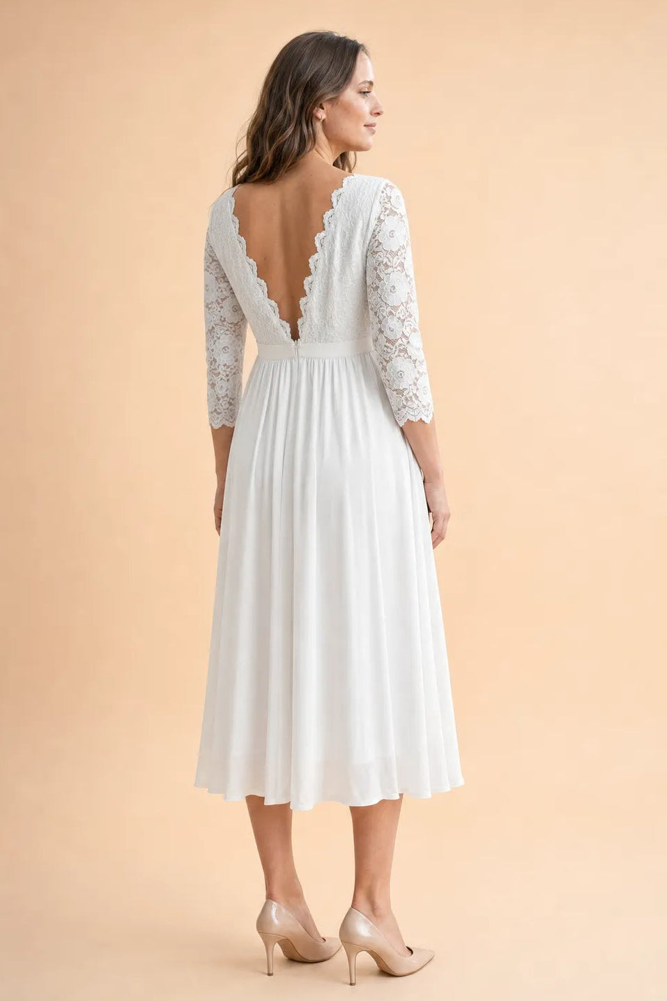 Midi Umstandsbrautkleid mit tiefem Rückenausschnitt MAM26AW22 5