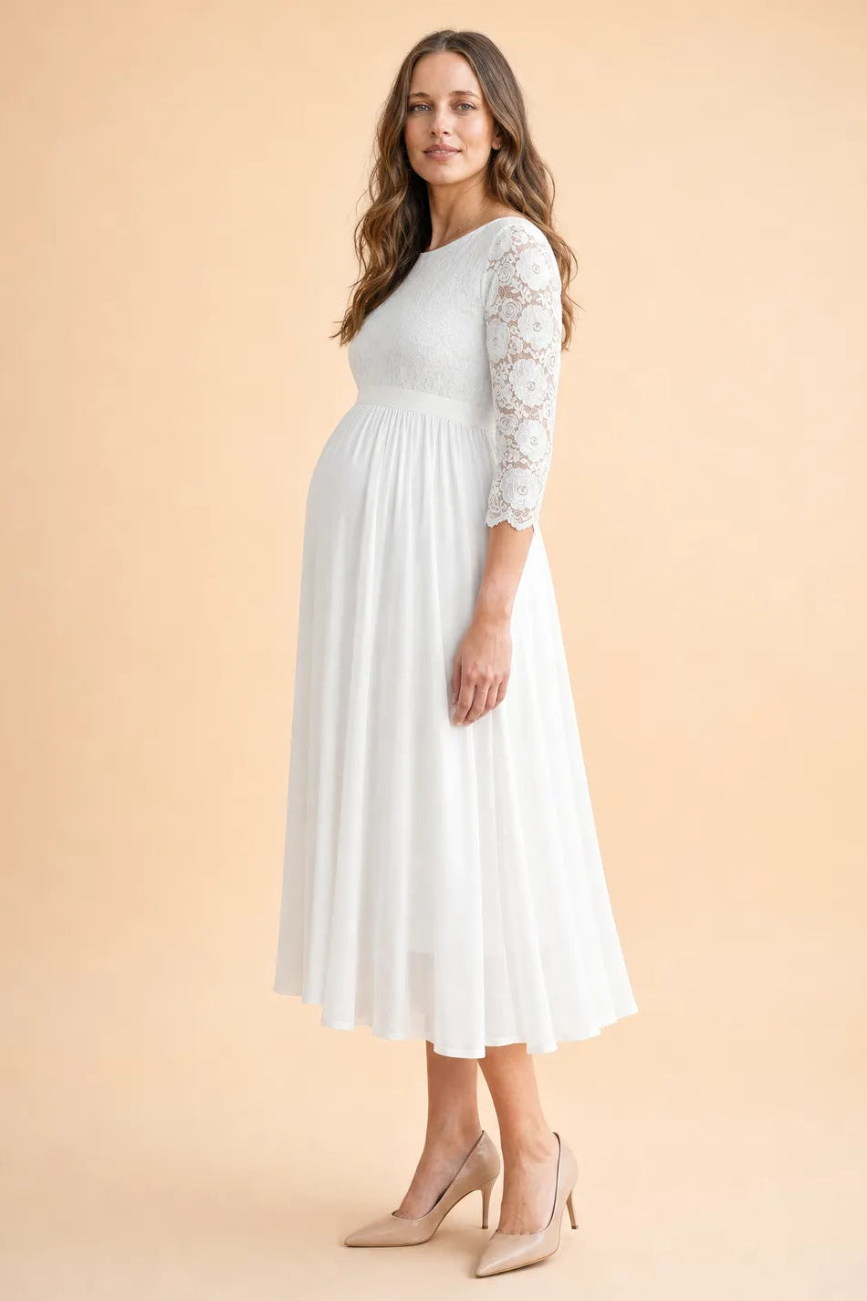 Midi Umstandsbrautkleid mit tiefem Rückenausschnitt MAM26AW22 7
