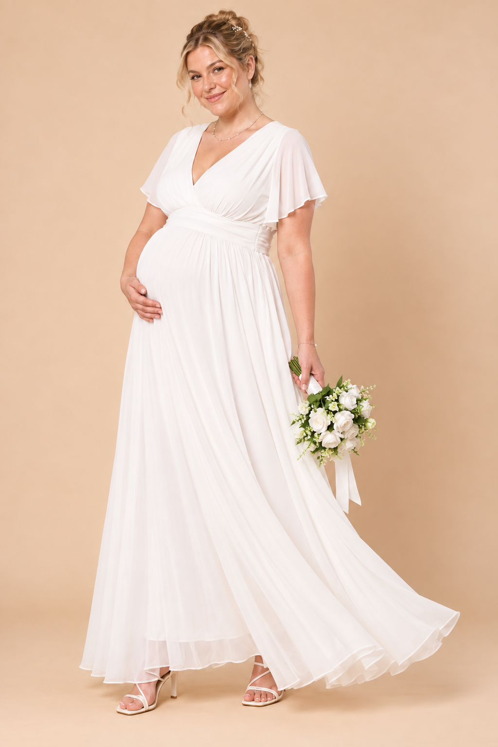 Plus Size Maxi Chiffon Umstands- und Stillbrautkleid MAM26S135 1