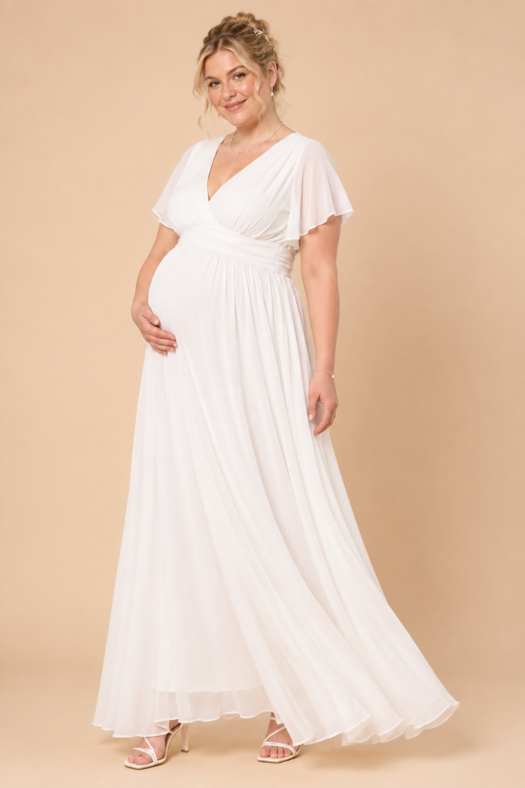 Plus Size Maxi Chiffon Umstands- und Stillbrautkleid MAM26S135 3