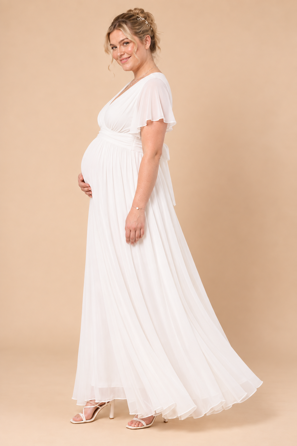 Plus Size Maxi Chiffon Umstands- und Stillbrautkleid MAM26S135 4