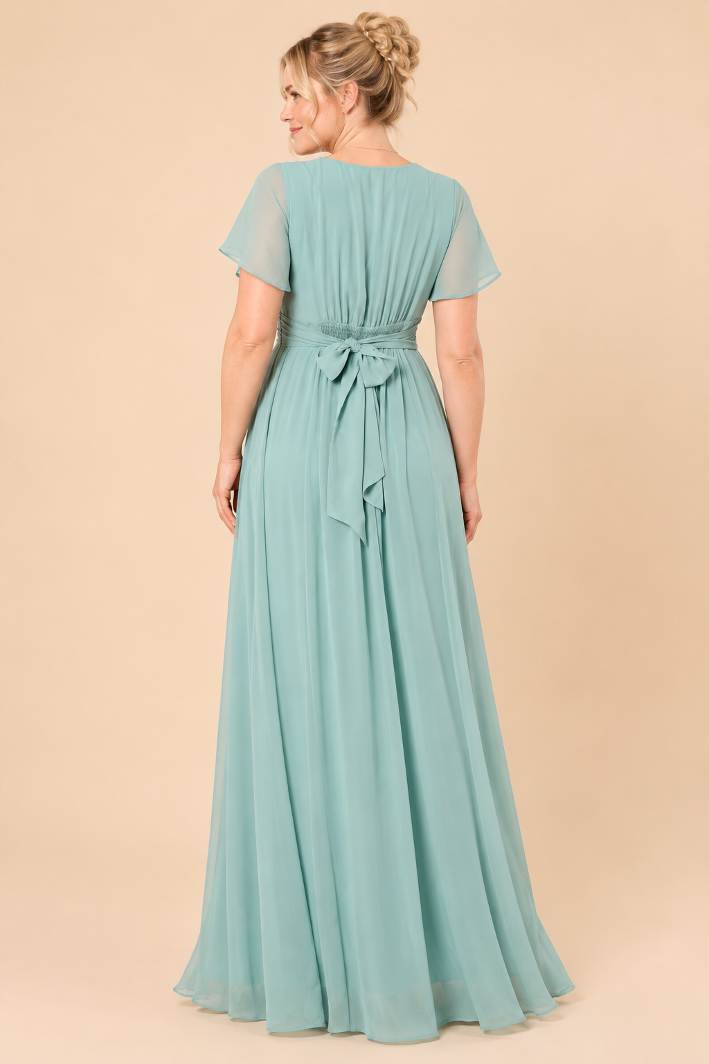 Plus Size Maxi Chiffon Umstands- und Stillkleid salbei MAM26S134 2