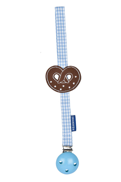 Trachten Schnullerband Brezel hellblau