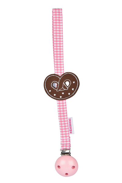 Trachten Schnullerband Brezel rosa