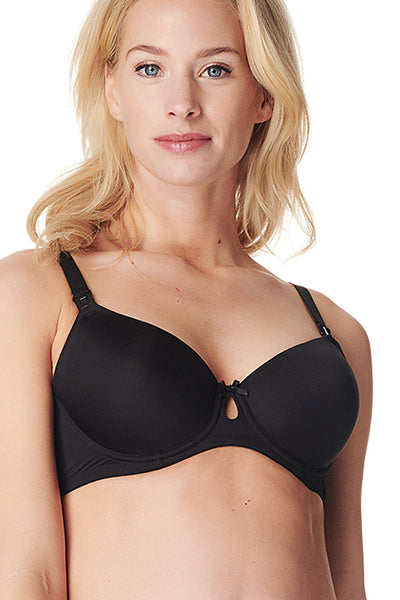Keyhole nursing bra with molded cups, black