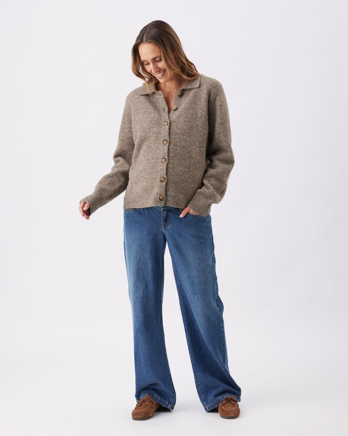 Umstands- und Still-Strickjacke mit Polokragen RIP26AW06 2