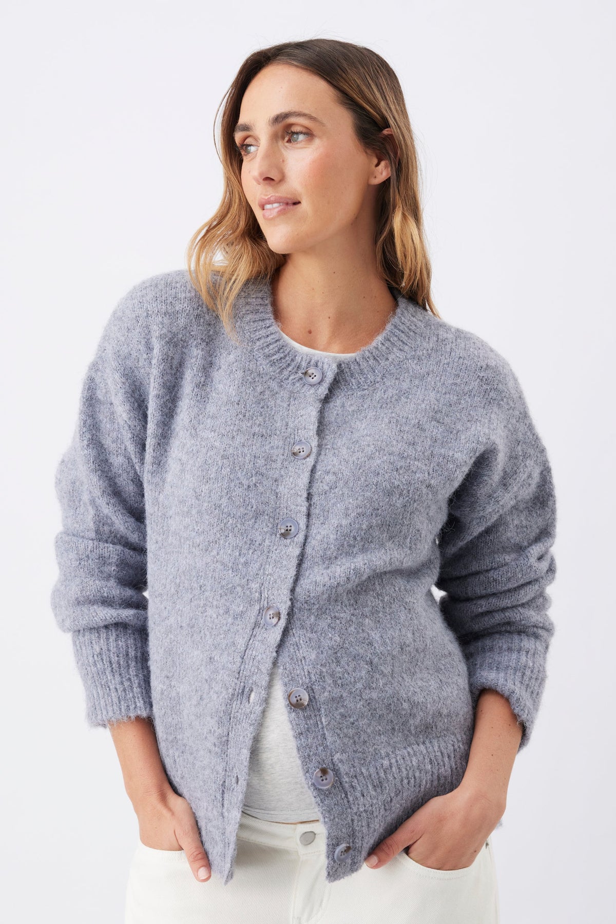 Umstands- und Still-Strickjacke mit Rundhals RIP26AW04 1