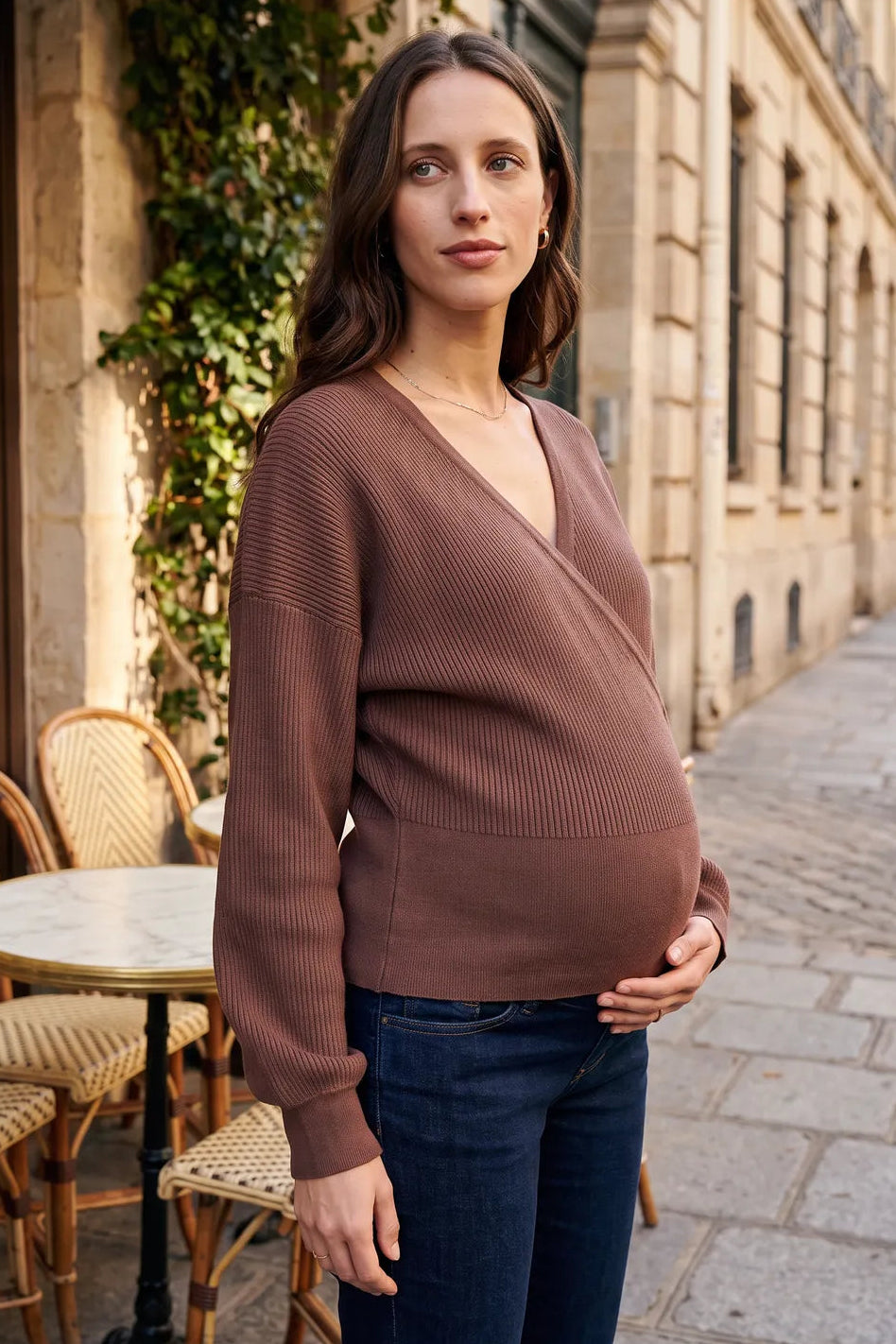 Umstands- und Stillpullover im Cross Over Design Moccha Mousse MAM26AW02 1