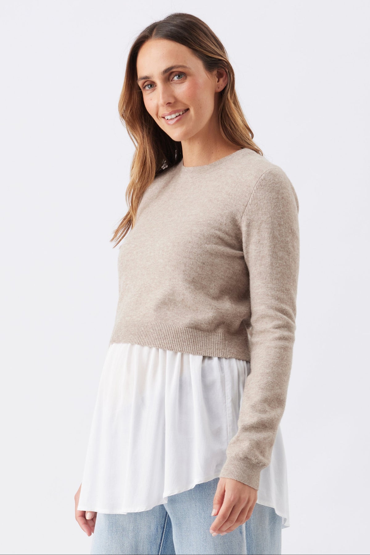 Umstands- und Stillpullover aus Strick im 2-in-1 Layer-Look mokka RIP26AW18 5