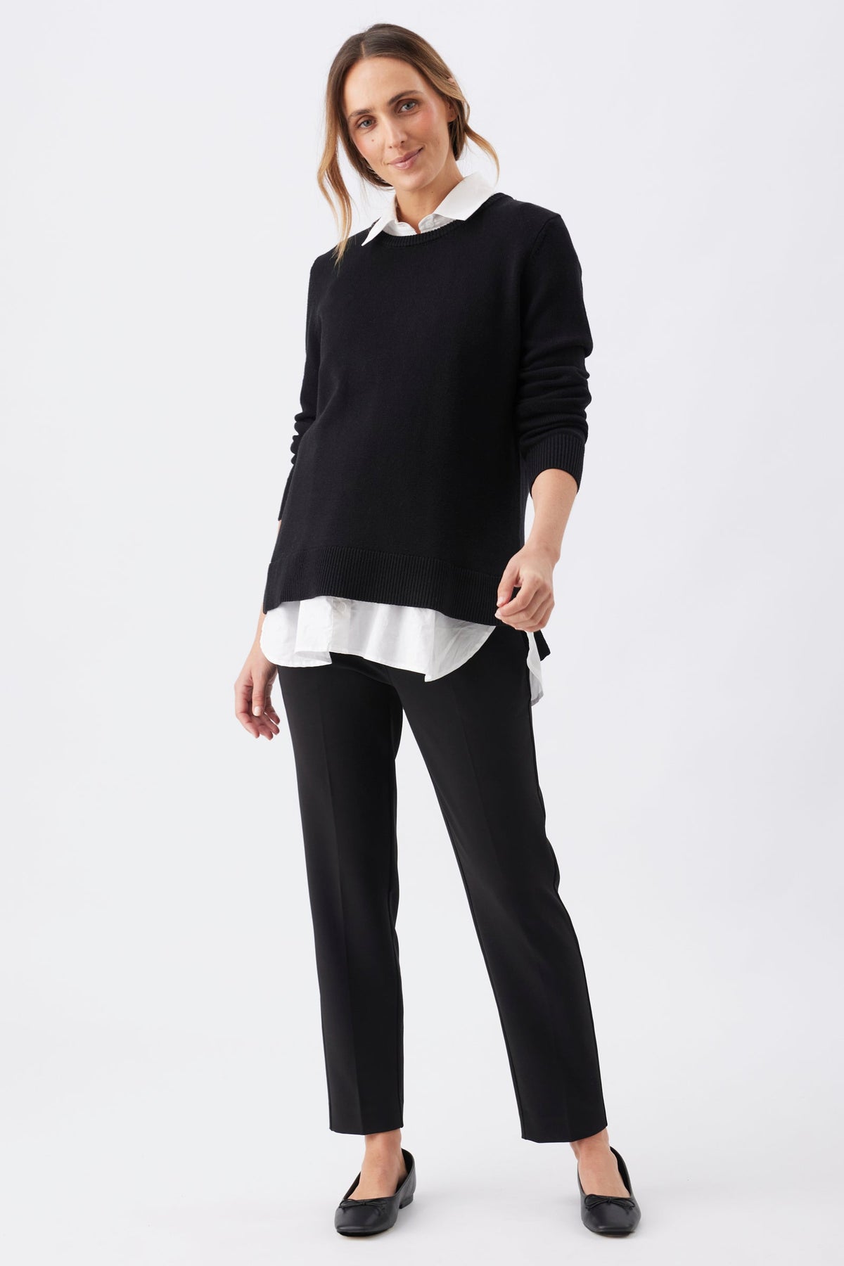 Umstands- und Stillpullover aus Strick im 2-in-1 Layer-Look schwarz-weiß RIP26AW22 4