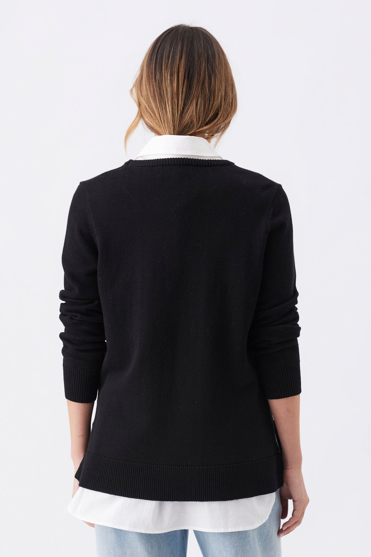 Umstands- und Stillpullover aus Strick im 2-in-1 Layer-Look schwarz-weiß RIP26AW22 7