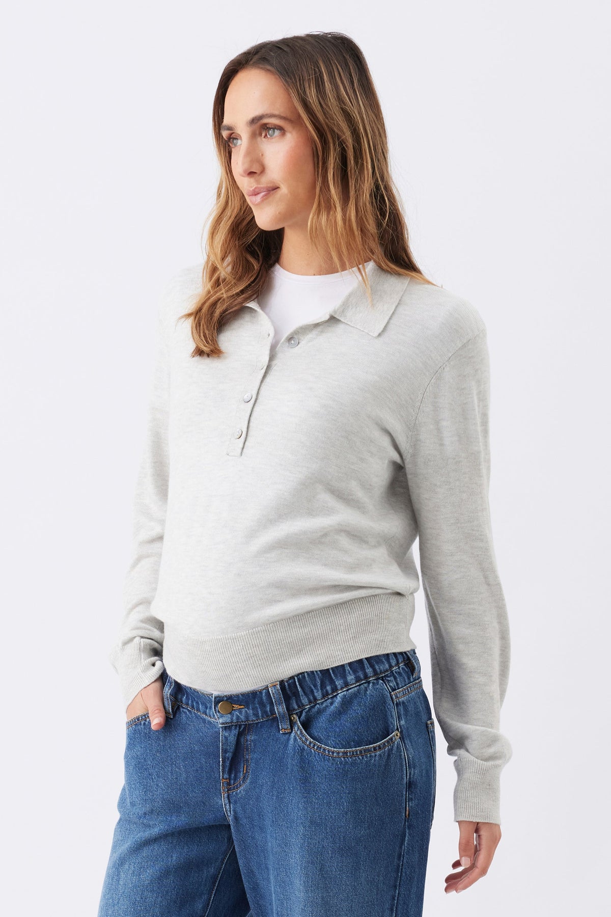 Umstands- und Stillpullover aus Strick mit Polokragen RIP26AW17 1