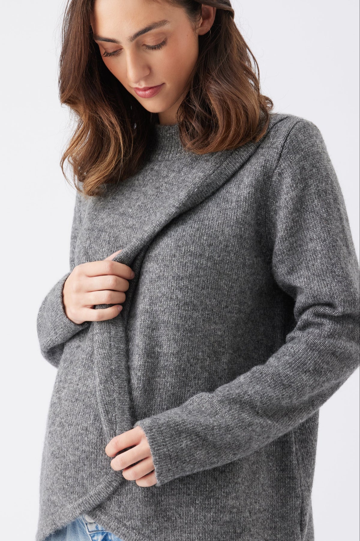 Umstands- und Stillpullover aus Strick mit Stehkragen RIP26AW23 2