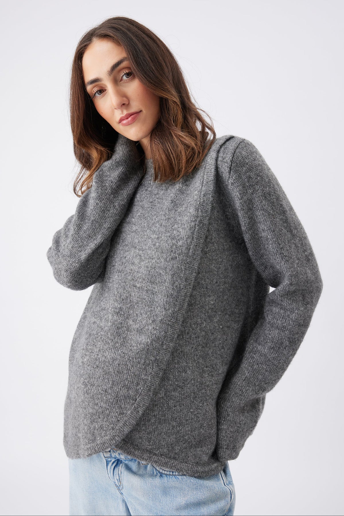 Umstands- und Stillpullover aus Strick mit Stehkragen RIP26AW23 6