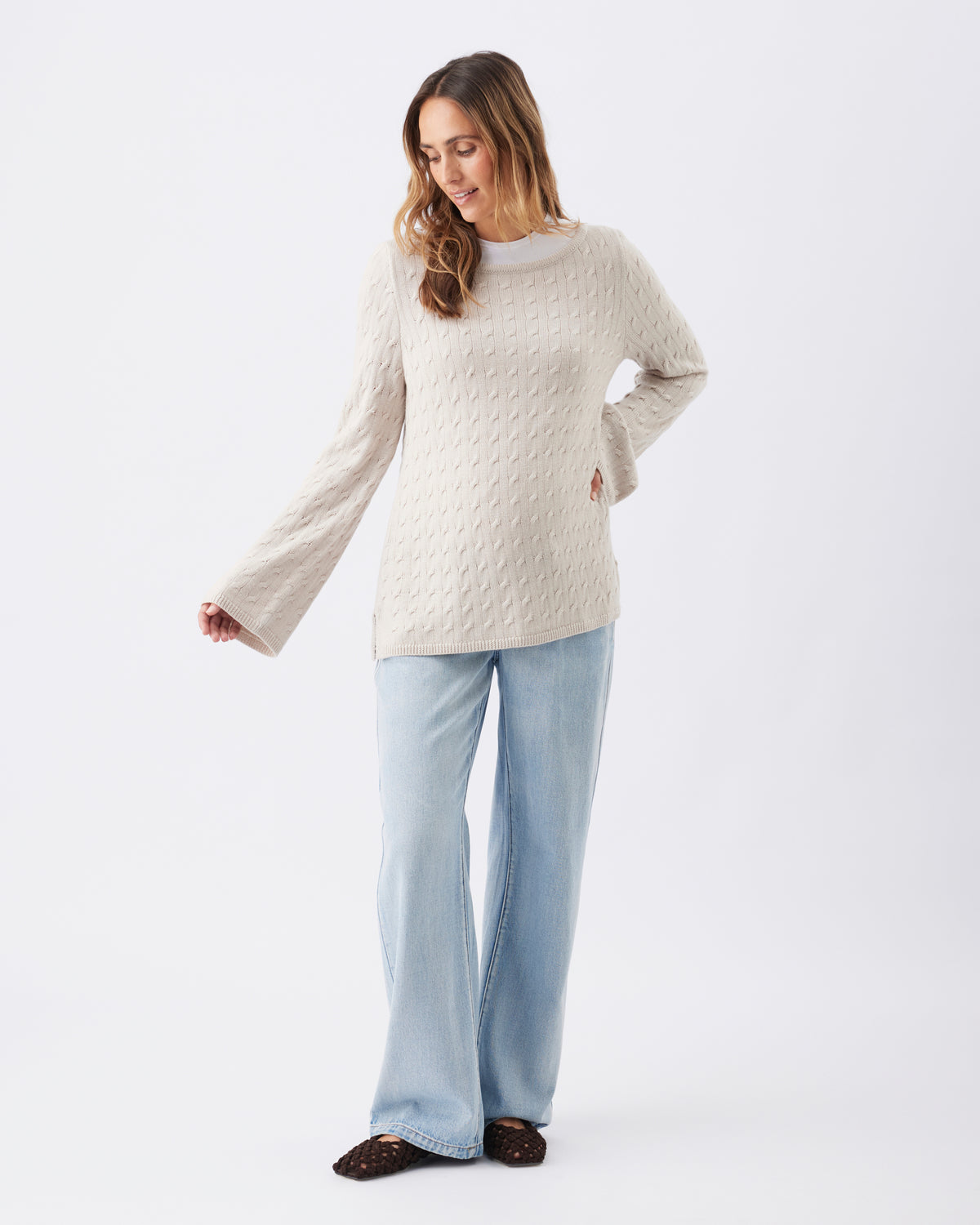 Umstands- und Stillpullover aus Zopfstrick RIP26AW07 2