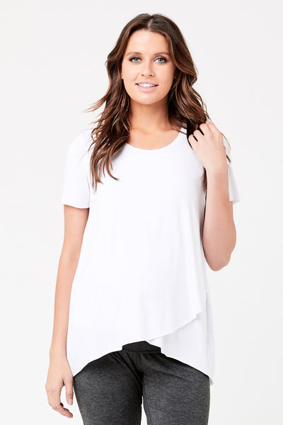Raw Edge maternity and nursing shirt white