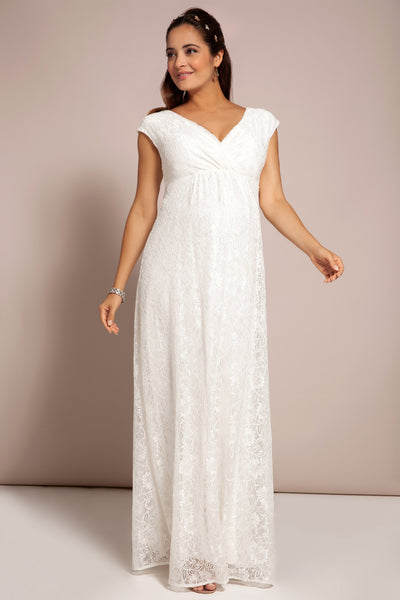 Spitzen Umstandsbrautkleid mit Cache Coeur Ausschnitt lang