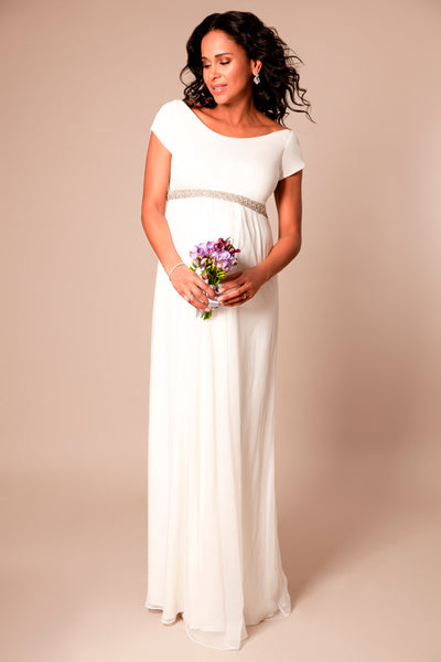 Long silk chiffon maternity wedding dress