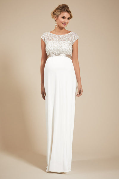Umstandsbrautkleid mit Paillettenoberteil lang