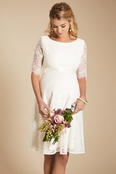 A-line maternity wedding dress with back cutout