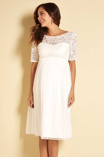Umstandsbrautkleid mit Seidenrock elfenbein
