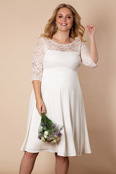 Plus size maternity wedding dress with back cutout