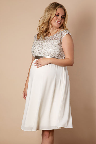 Plus size maternity dress with sequined top