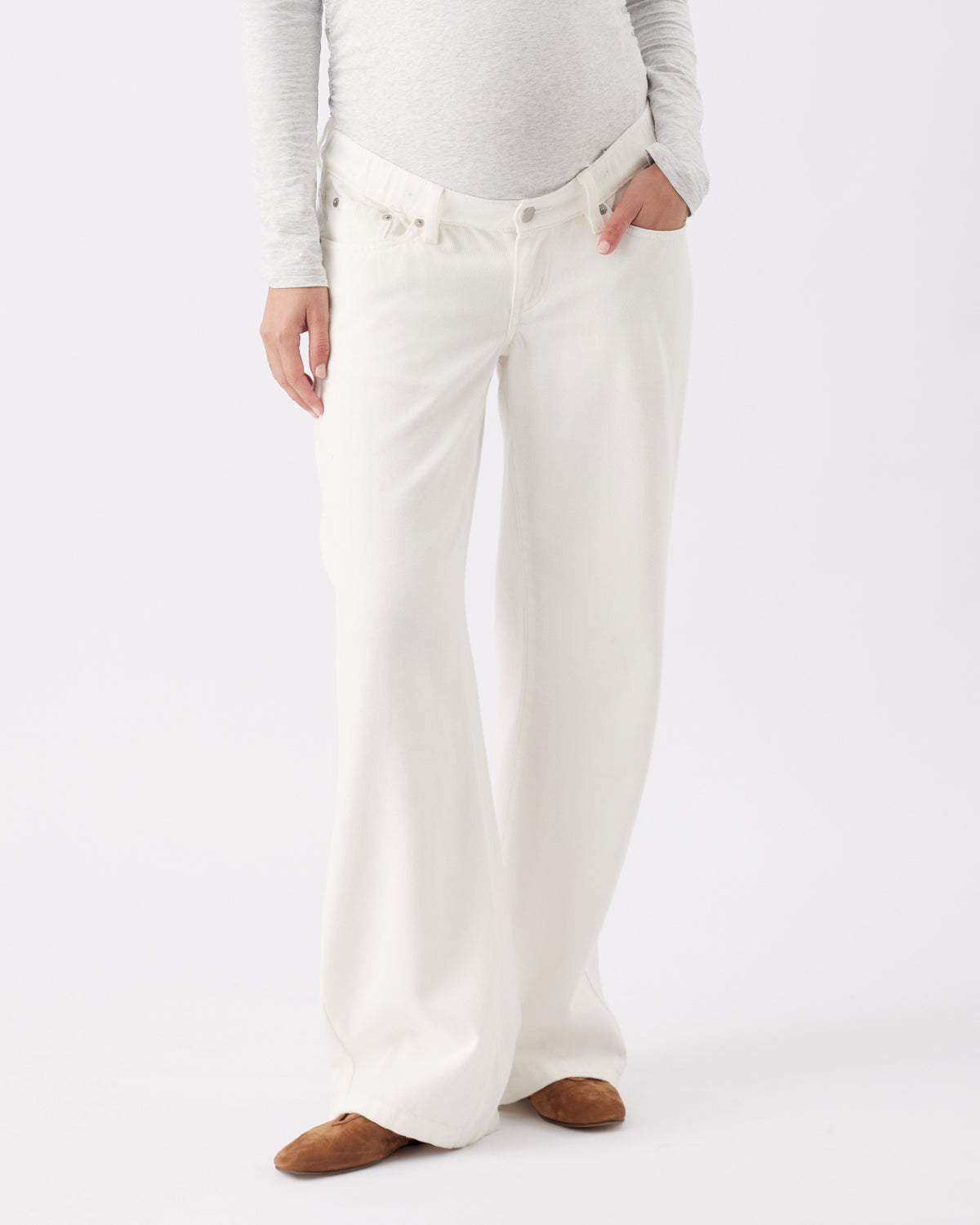 Wide Leg Umstandsjeans mit elastischem verstellbaren Bund ecru RIP26AW01 2