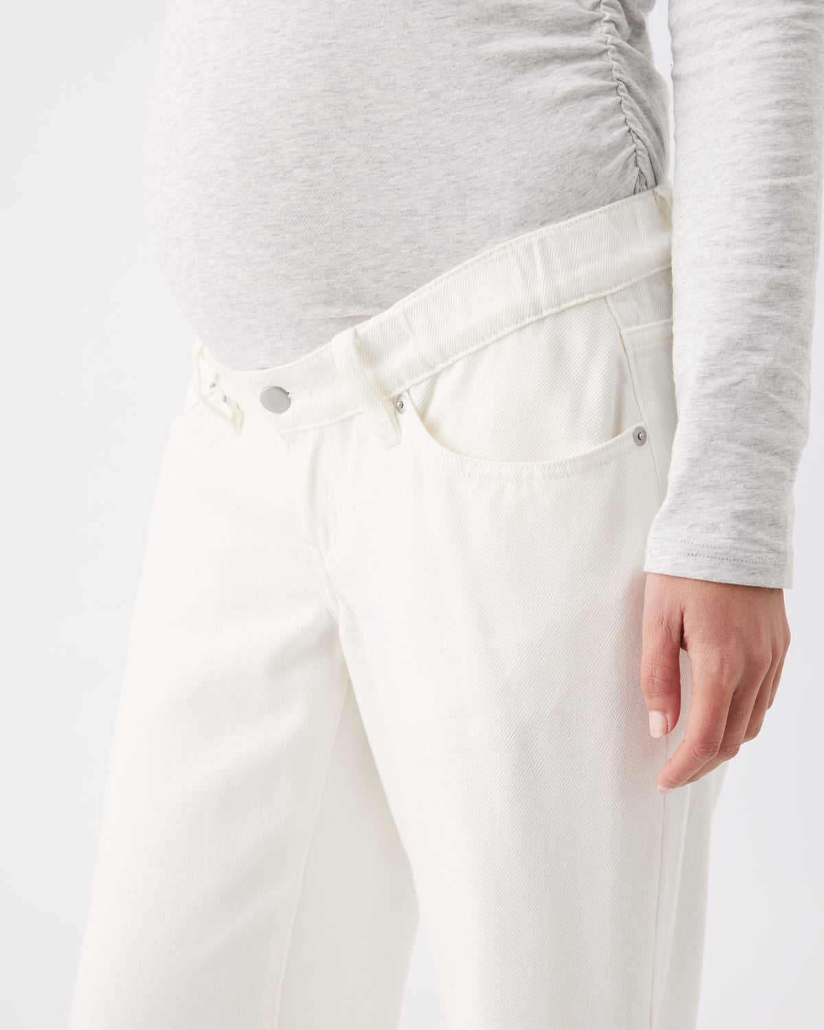 Wide Leg Umstandsjeans mit elastischem verstellbaren Bund ecru RIP26AW01 4