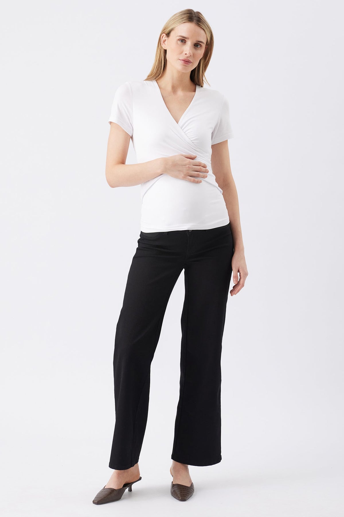 Wide Leg Umstandsjeans mit seitlichen Stretcheinsätzen schwarz RIP26AW15 4