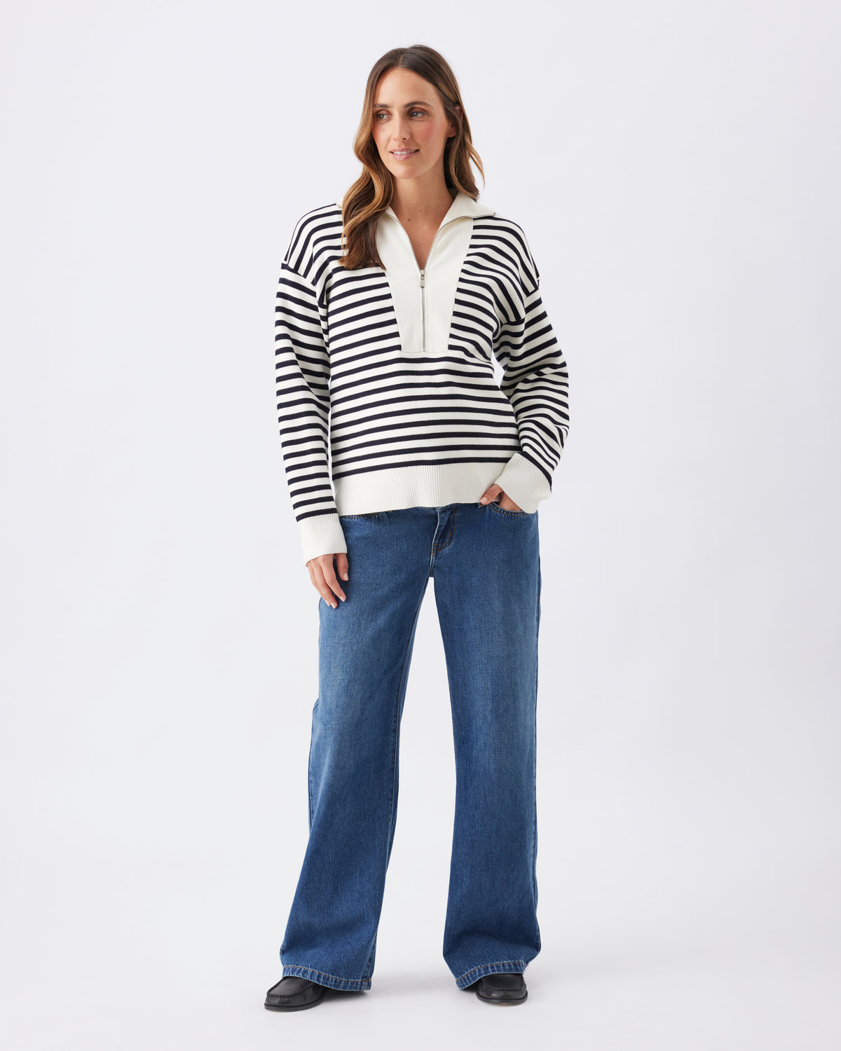 Wide Leg Umstandsjeans mit Überbauchbund RIP26AW05 5
